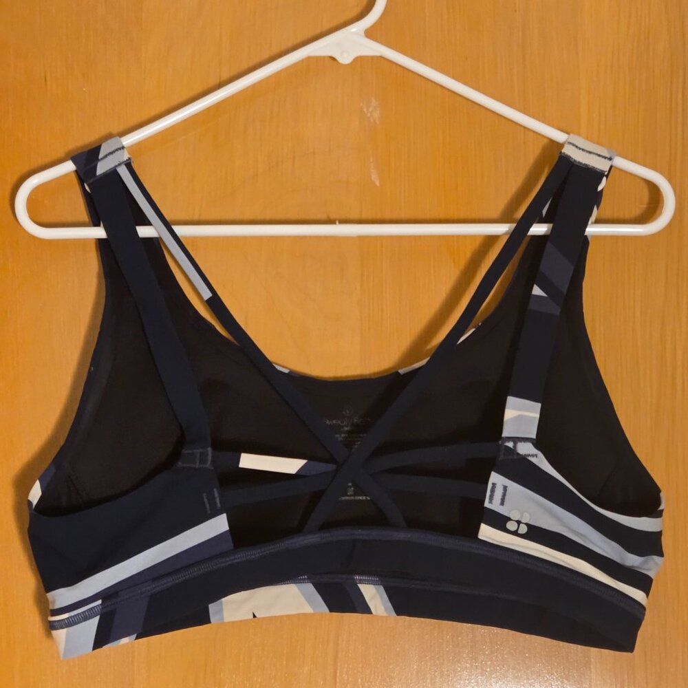 Sweaty Betty Womens Blue Geometric Polyamide/Elastane Sports Bra Size L Workout - Picture 2 of 6